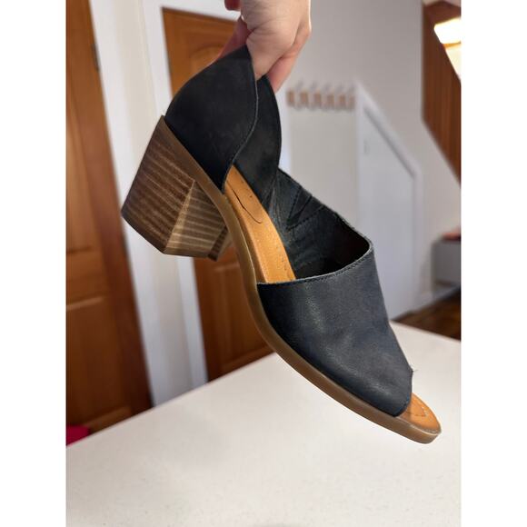 Sole Society Black Slip On Open Toe Heels Women's Size 8 - Picture 3 of 7